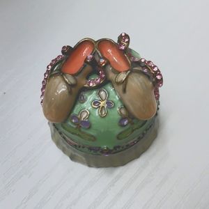 Ballet Slippers Trinket Box, Magnetic Closure, Enamel, Rhinestones